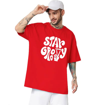 Leotude Pack of 1 Cotton Blend Oversized Fit Men's T-Shirt ( Red )