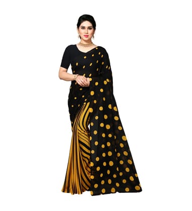 Generic Women's Georgette Saree (Yellow, 5 - 6 Mtrs)