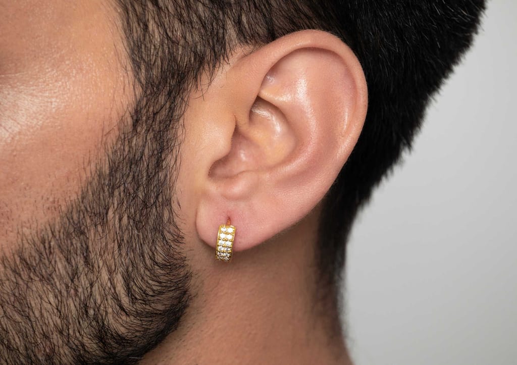 Two Line Boxed Hoop Earring For Men (1 Pc Only)