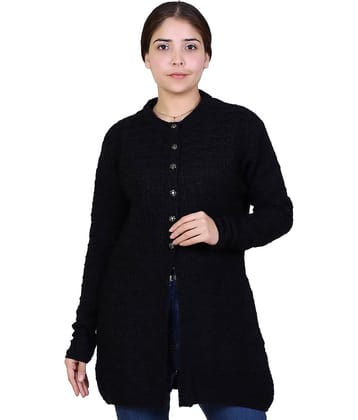 Varenyam Acrylic Black Buttoned Cardigans - Single