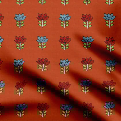 Red and Blue Mughal-Cotton