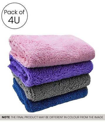 PROGIENCE Multicolor 250 GSM Microfiber Cloth Cleaning Cloth For Automobile Car accessories (Pack Of 4) 30x30 cms