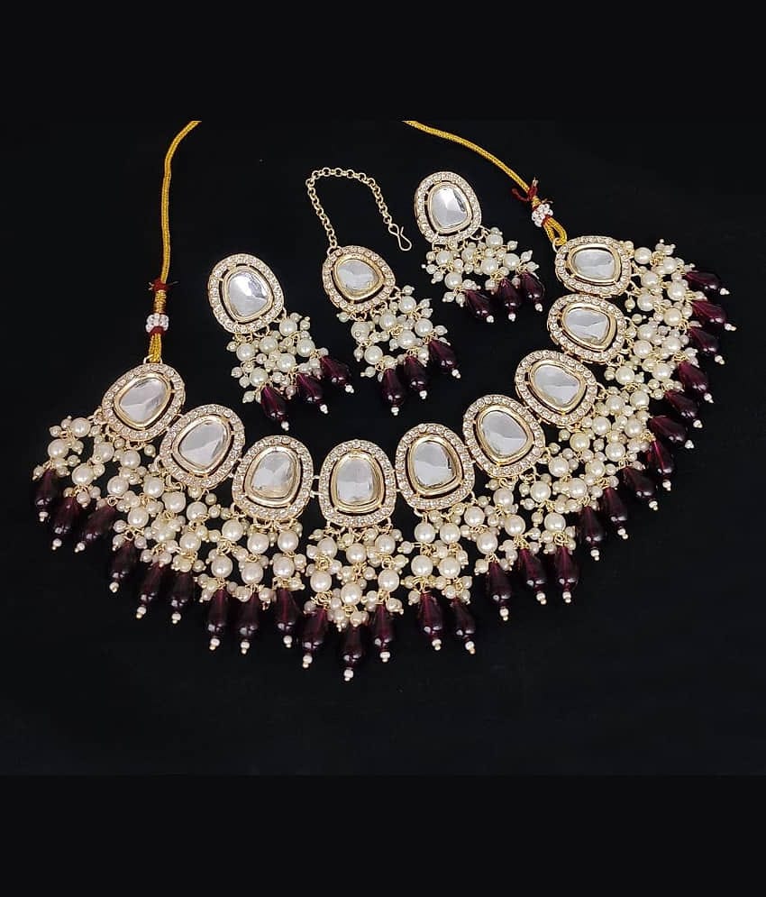 Padmavati Bangles White Alloy Necklace Set ( Pack of 1 )