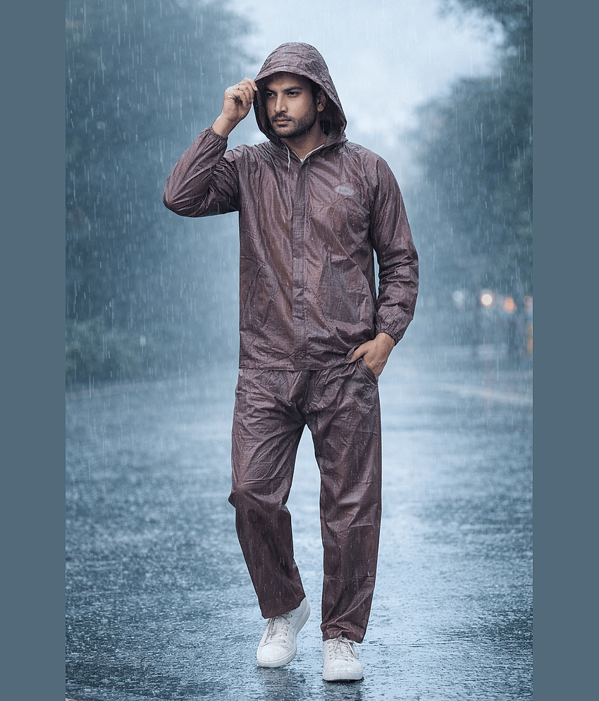 Sindon Brown Nylon Men's Rain Suit Set ( Pack of 1 )