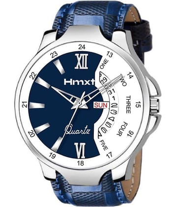 HMXT Blue Leather Analog Men's Watch