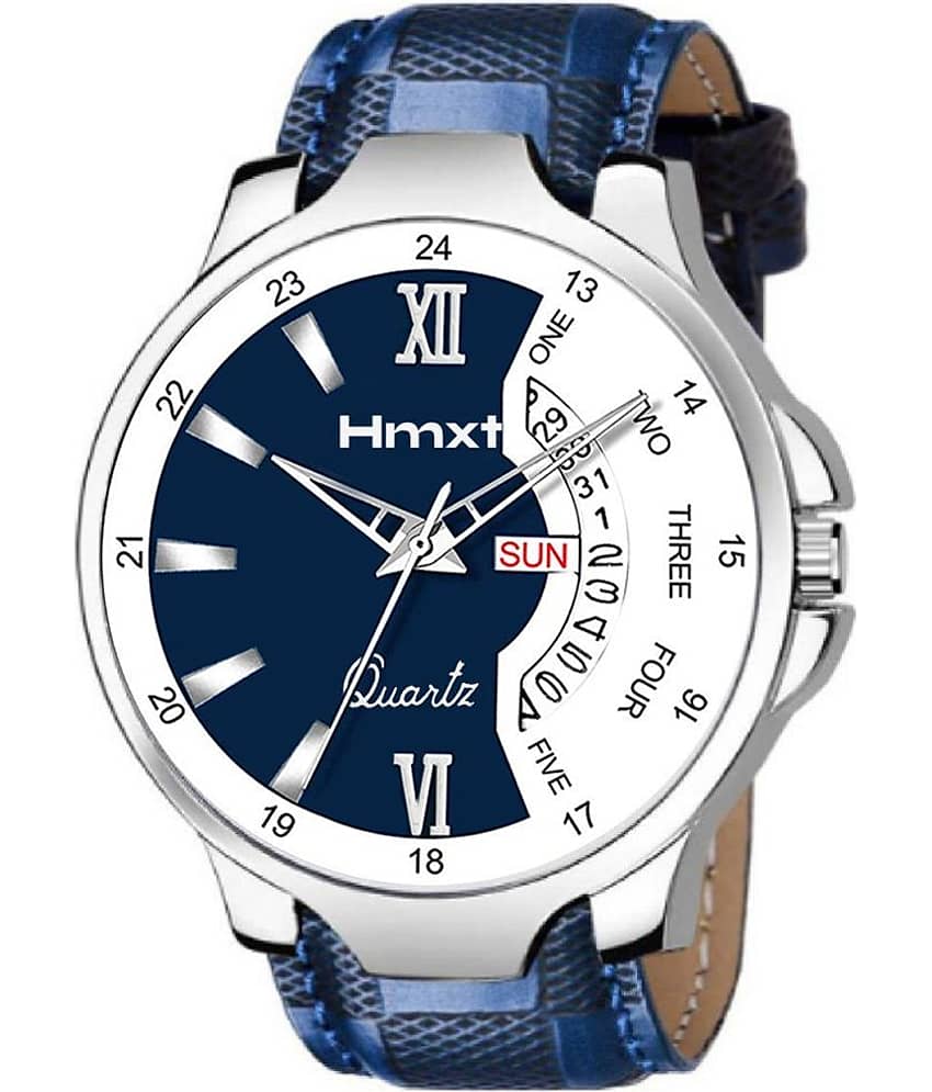 HMXT Blue Leather Analog Men's Watch