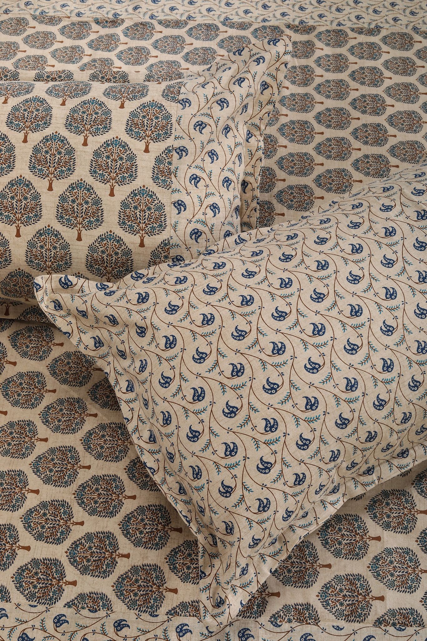 Vruksh Cotton Bedsheet-Double - 88 X 106 in / Blue Turquoise / Turquoise