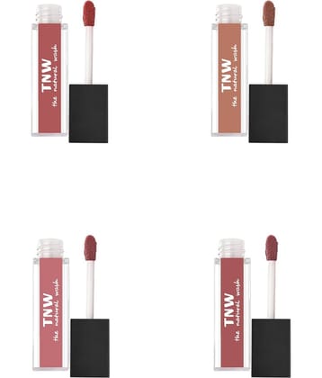 TNW - The Natural Wash Matte Velvet Longtay Liquid Lipstick Mini Nude Squad(Combo Of 4), 1.2 Each