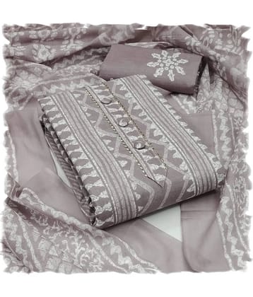 Sidhidata Unstitched Cotton Blend Printed Dress Material - Grey Melange ( Pack of 1 )