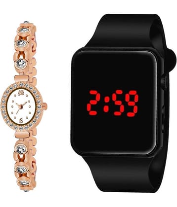 DECLASSE - Rose Gold Metal Analog-Digital Couple's Watch