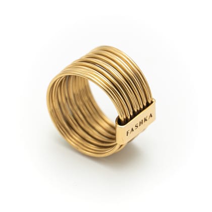 Wired 18K Gold Stainless Steel Anti Tarnish band Ring For Women-6