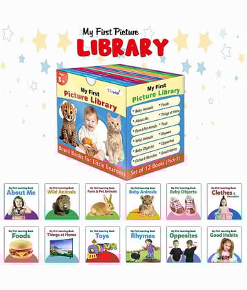 My First Picture Library Box Of 12 (Pre-School Books) | Gift Set For Kids in Blue : Educational board books for kids, Early Learning Library box set, Board Books for Preschoolers