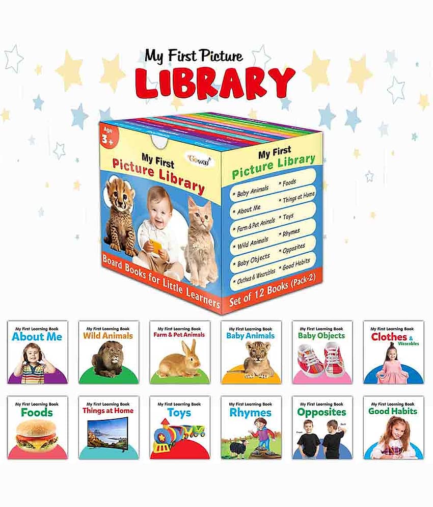 My First Picture Library Box Of 12 (Pre-School Books) | Gift Set For Kids in Blue : Educational board books for kids, Early Learning Library box set, Board Books for Preschoolers