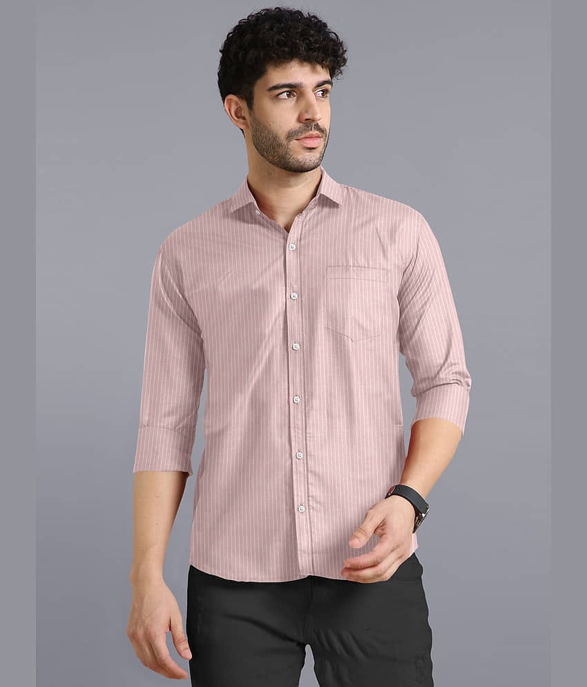 Ethnic Trendz Cotton Blend Regular Fit Striped Full Sleeves Men's Casual Shirt - Light Blue ( Pack of 1 )