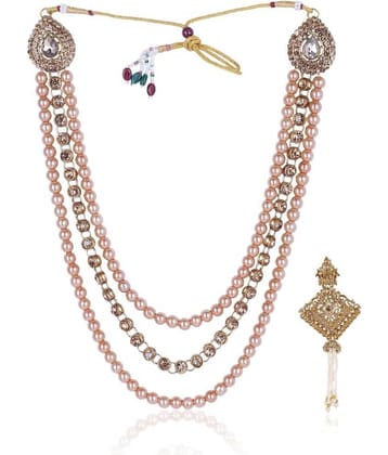 Dulha groom sherwani Necklace/Moti Mala for Men for wedding | Groom Mala and Brooch Set