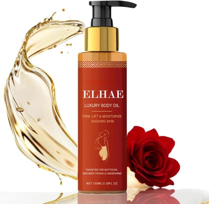 ELHAE Luxury Body Oil | Firming & Lifting Formula for Sagging Skin | 100ml | Moisturizes & Tightens | For Buttocks, Thighs, Abdomen & Underarms | Paraben-Free | Skin Nourishing Oil