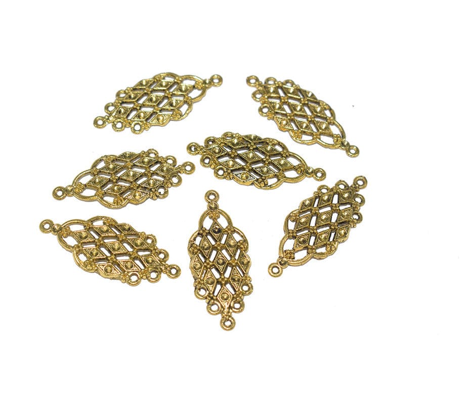 Antique Gold 2 Hole Connector for Jewellery Making and Embroidery Work. CTR-006-Per Packet of 9 Pair / 45X18 MM