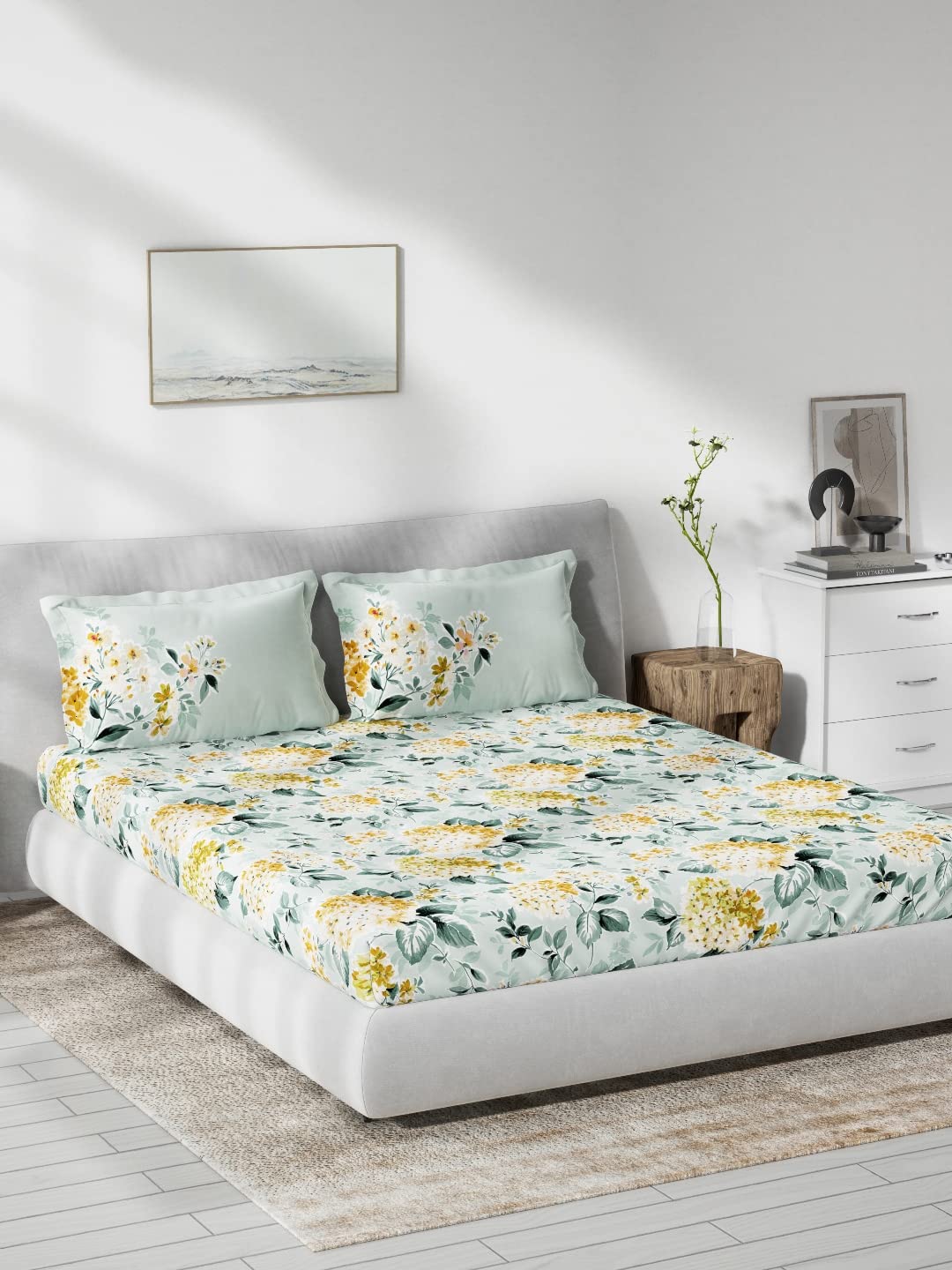 DDECOR - Primary Collection 100% Cotton Floral Pattern 136TC King Bedsheet |229 CM X 274 CM| Multi