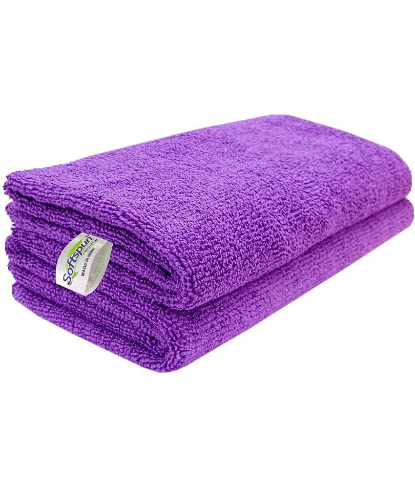 SOFTSPUN Microfiber Cloth - 2 pcs - 40x40 cms - 340 GSM Purple - Thick Lint & Streak-Free Multipurpose Cloths - Automotive Microfibre Towels for Car Bike Cleaning Polishing Washing & Detailing