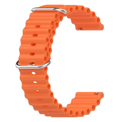 Valente 20mm Ocean Loop Watch Strap for Galaxy Watch Active 2 (40mm & 44mm),Active (40mm), Watch 3 (41mm),Boat Vertex,Amazfit Bip,GTR (42mm),GTS,Dizo Watch 2,firebolt infinity-Orange