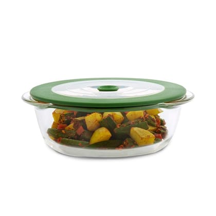 Borosil Glass Dish with Lid, 1pc, 1000ml, Transparent