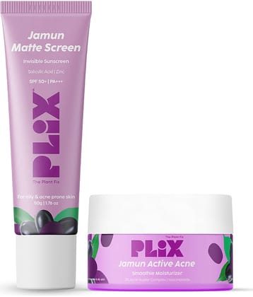 Plix Acne Combo Moisturizer & Sunscreen Combination for Hydration & Reduce Acne(Pack of 2)
