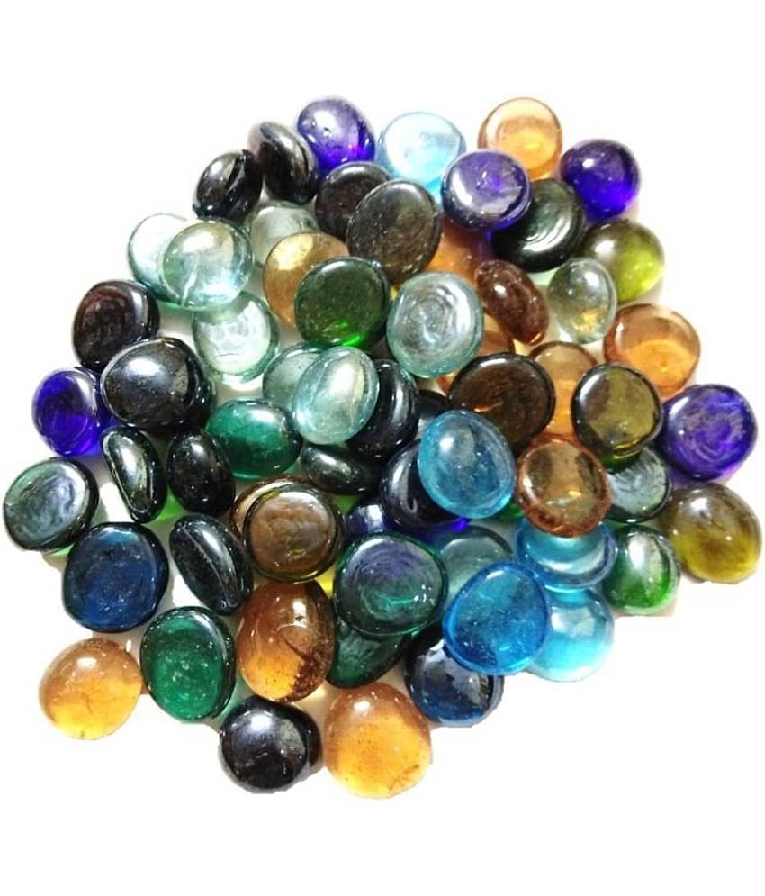 DS1 Multi-colored Round Glass Pebbles/gravels/stone/beads for Aquarium, table, vase, fountain, Approx 65 Piece