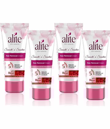 Alite Hair Removal Cream for Women Painless & Effective with Rose Water (60g x Pack of 4)