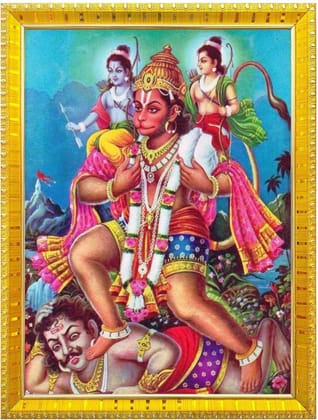 NOKKES Hanuman Bajrangbali Hanumanji Maruti Golden 5X7 Inch Photo Frame_AQW18