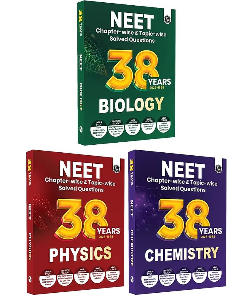 Physics Wallah PW 38 Years NEET Previous Year Solved Question Papers Physics, Chemistry and Biology PYQ Combo Set of 3 Books (2025 - 1988) Chapterwise Topicwise Solutions For NEET Exam 2026 Paperback – 5 May 2025