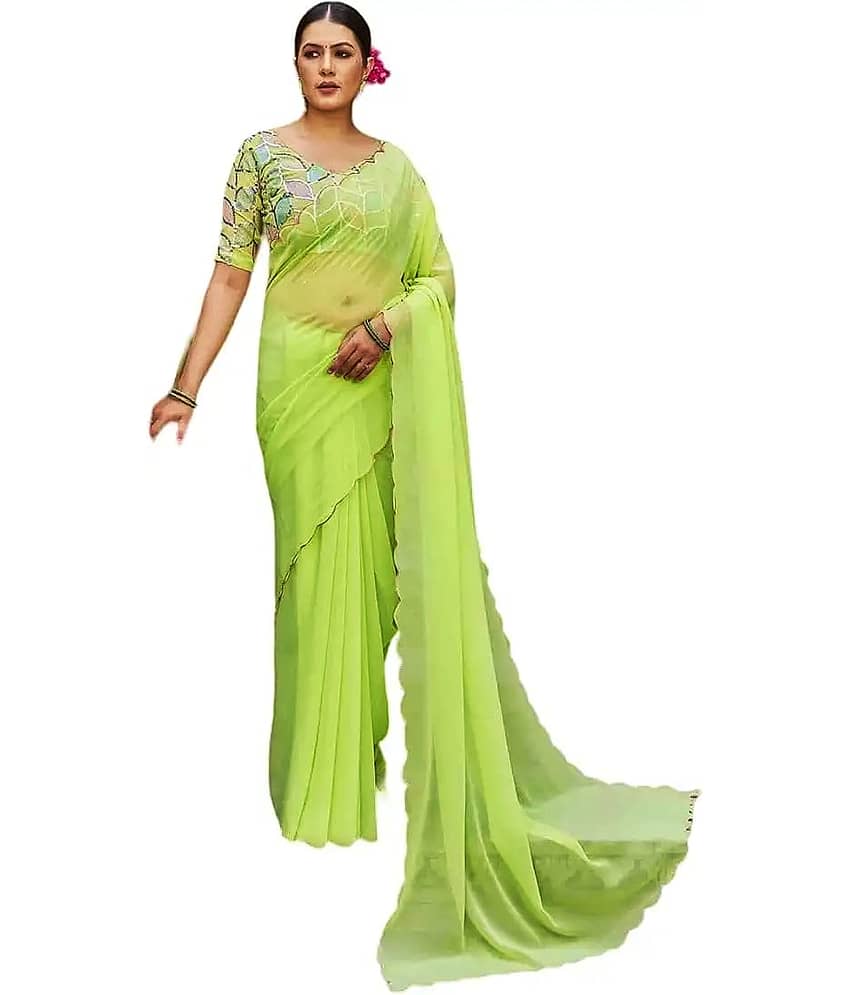supalee Tex Georgette Solid Saree With Unstitched Blouse Piece ( Multicolor1 )