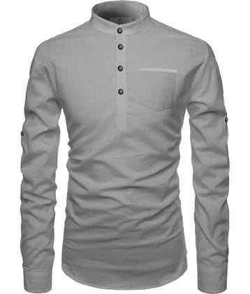 Apektra Grey Cotton Men's Shirt Style Kurta ( Pack of 1 )