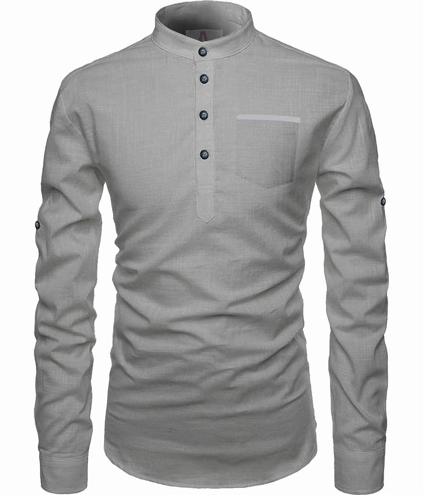 Apektra Grey Cotton Men's Shirt Style Kurta ( Pack of 1 )