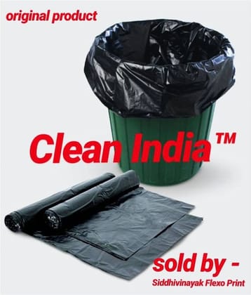 Clean India- Medium 60 pcs Garbage Bags - 2 packs of 30 Pcs - 60 pcs - 19X21 Black Medium Disposable Garbage Trash Waste Dustbin Kitchen Bags & Covers