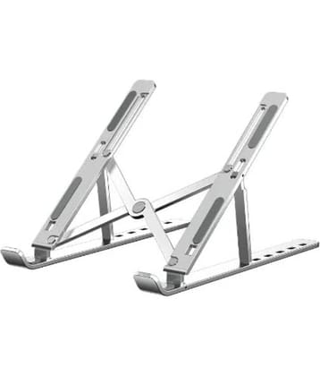 Magnique 6 Angles Adjustable Aluminum Foldable Portable Laptop Riser Stand for All Laptops (Silver)