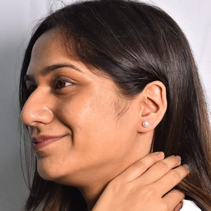 Simple Pearl Studs-Rose Gold / 0.5cm