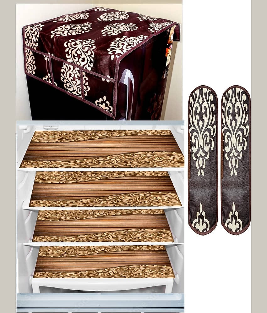 Sanraksshan PVC Floral Fridge Mat & Cover ( 40 30 ) Pack of 7 - Multicolor