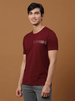 Burgundy Hd Printed Logo T Shirt-S