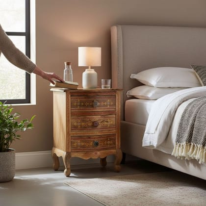 Wooden Painted Bedside Cabinet Desk