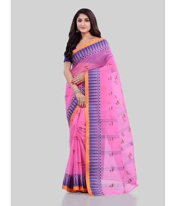 Desh Bidesh Cotton Printed Saree Without Blouse Piece ( Pink )