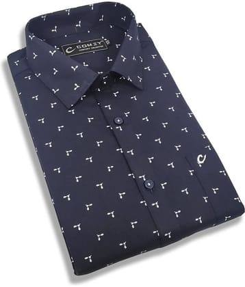 Comey 100% Cotton Slim Fit Printed Full Sleeves Men's Casual Shirt - Black ( Pack of 1 )