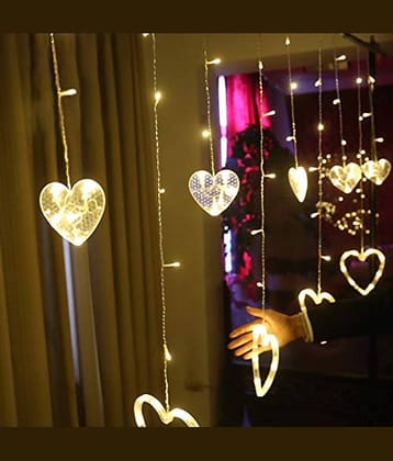 YUTIRITI Heart LED Curtain String Decorative Lights for Home Décor Diwali Dussehra Christmas - Warm