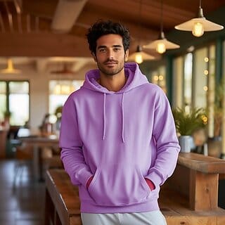 Fashlook Mens Purple Solid Hooded Full Sleeve Sweatshirt