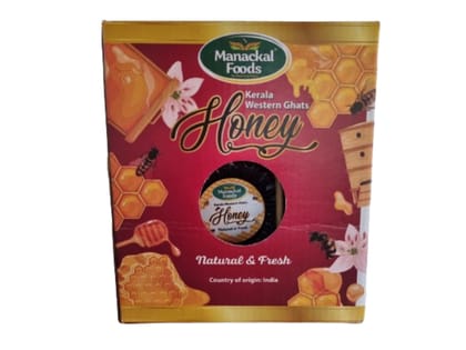 Manackal Foods Kerala Western Ghats Multi Flora Honey Special Rings Bottle 0.680gm (Gift Pack) | 100% Pure and Natural Fresh Honey
