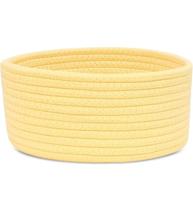 Generic Cotton 8x3 Inch Round 1 Pcs Bedside Organizer With Out Lid (Yellow)-PID66383