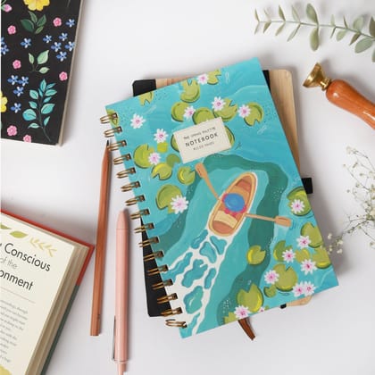 Kayaking Hard-bound Spiral Notebook-Ruled