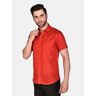 PrintCultr Men Regular Fit Solid Curved Collar Casual Shirt