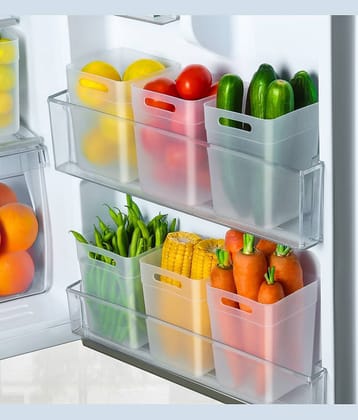 2Mech Fridge container Plastic Transparent Multi-Purpose Container ( Set of 6 )