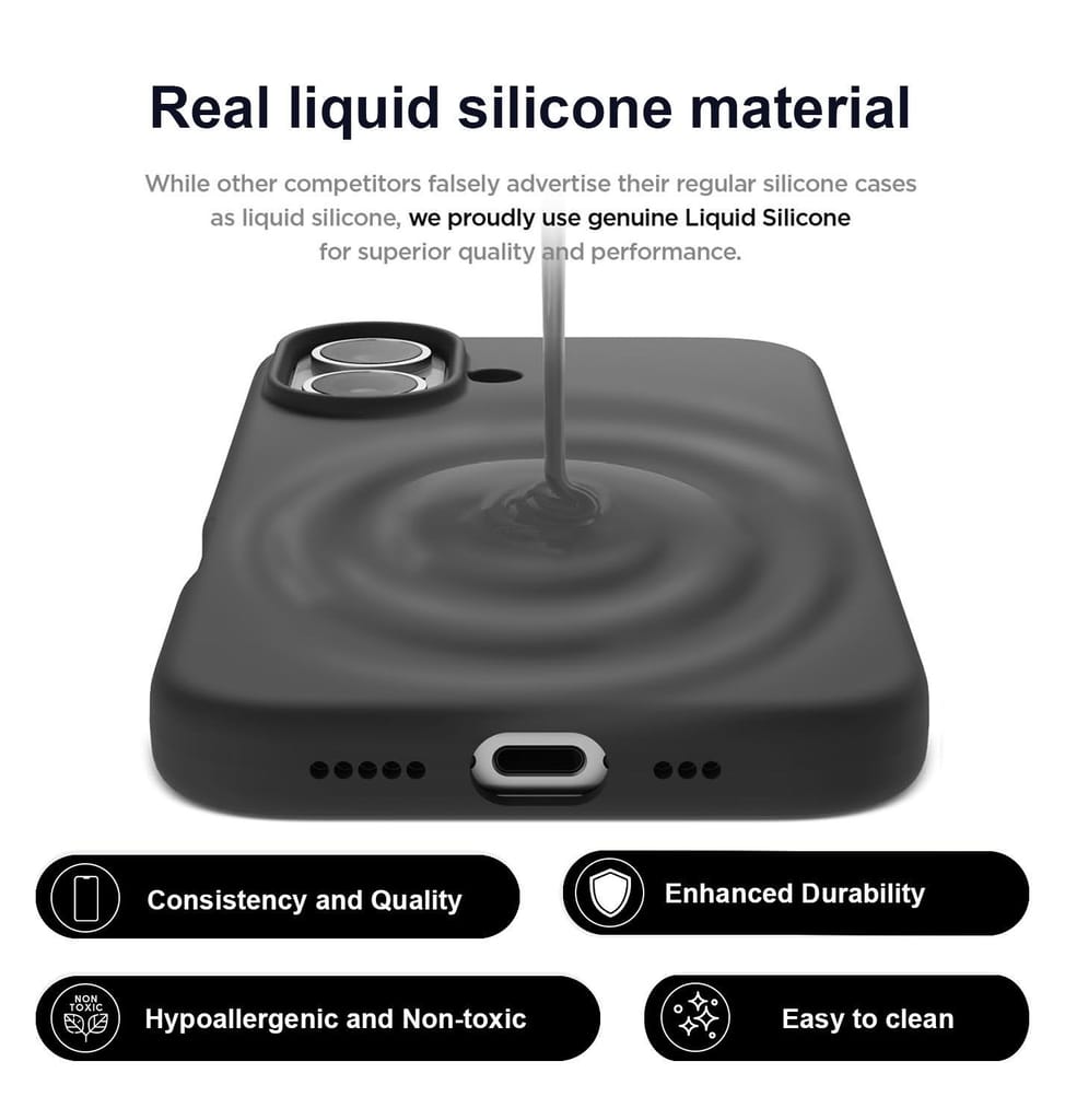 LIRAMARK Liquid Silicone Soft Back Cover Case for Apple iPhone 16 Plus