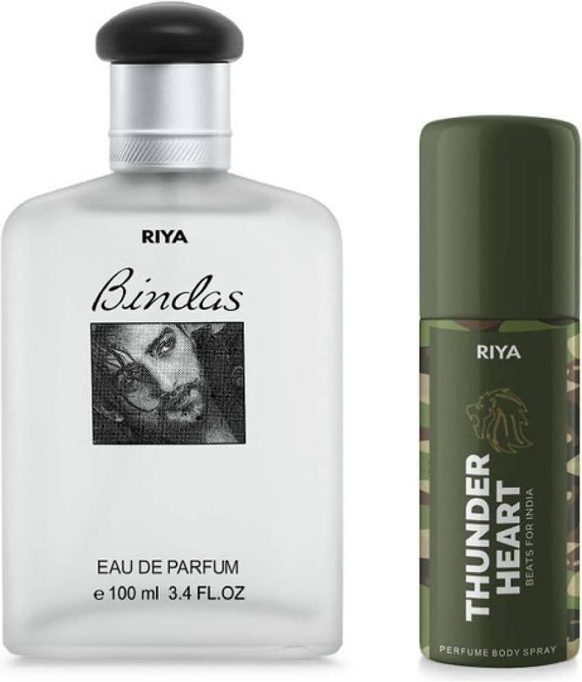 Riya Bindas & Thunder Heart Eau De Parfum (EDP) For Men 140 ( Pack of 2 )